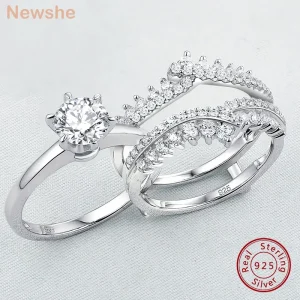 925 Silver Bridal Wedding Ring Set