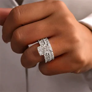 Real 5 Carat 9*11mm Radiant Cut Moissanite Engagement Rings for Women Wedding Band 925 Ster Silver